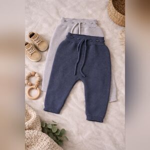 La Coqueta Baby Knit Pants Bundle | 6M | Spanish Boutique Baby | Neutral Knit